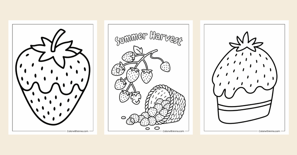strawberry coloring pages banner