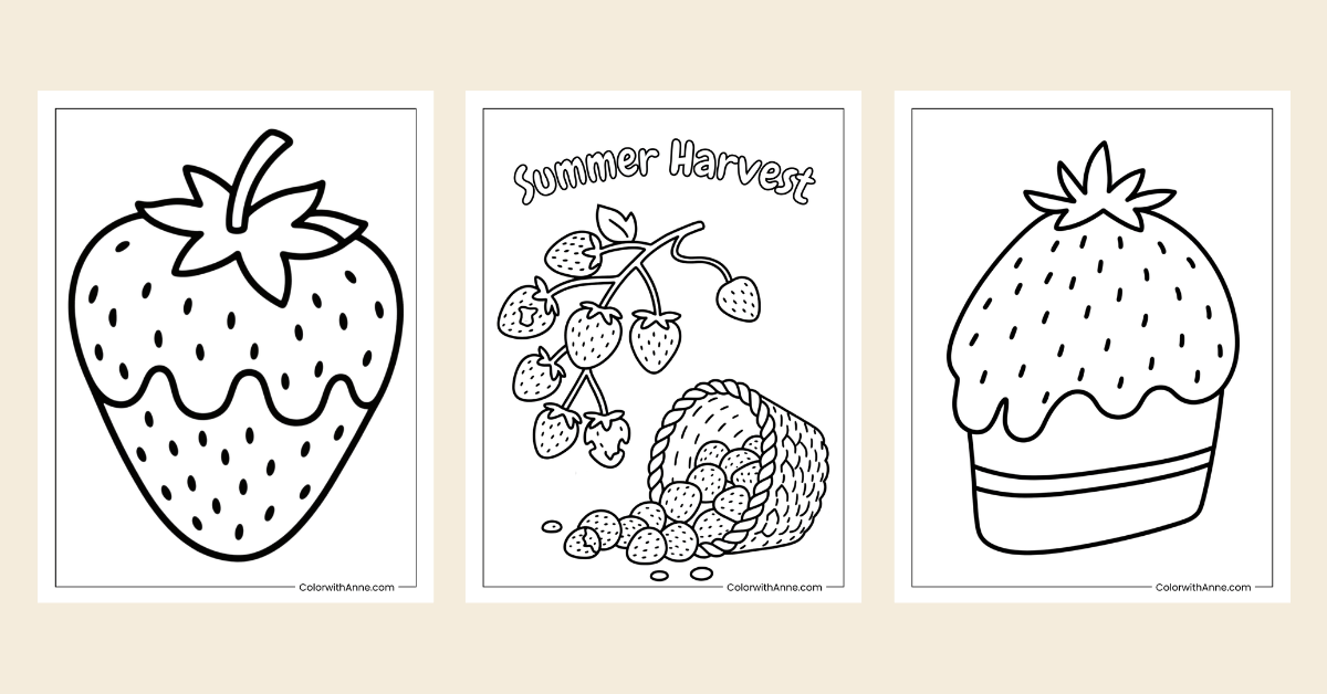 strawberry coloring pages banner
