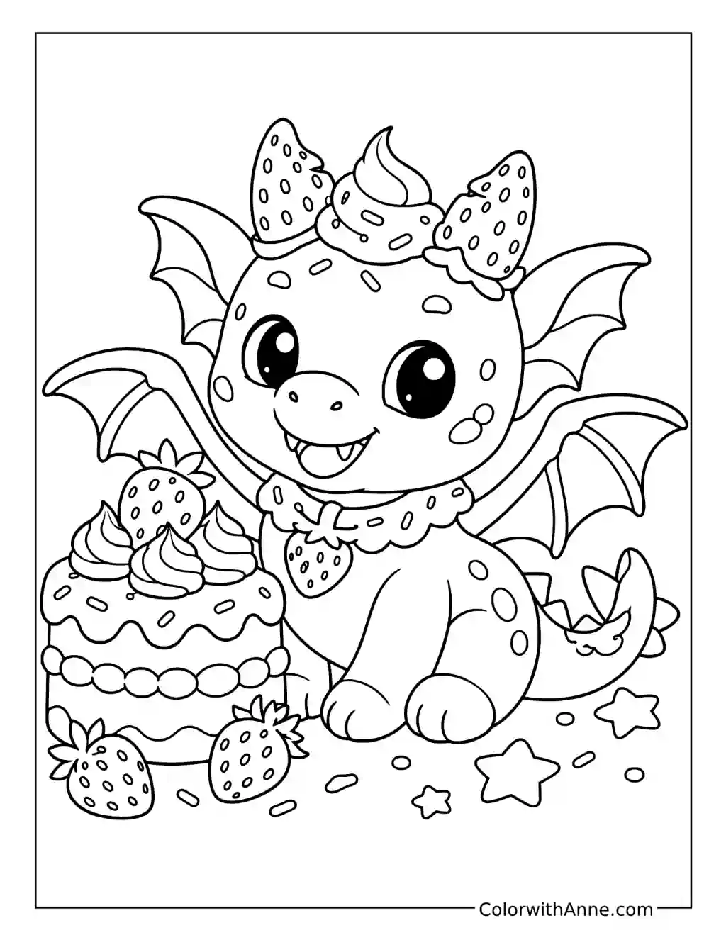 Strawberry Dessert Dragon coloring page