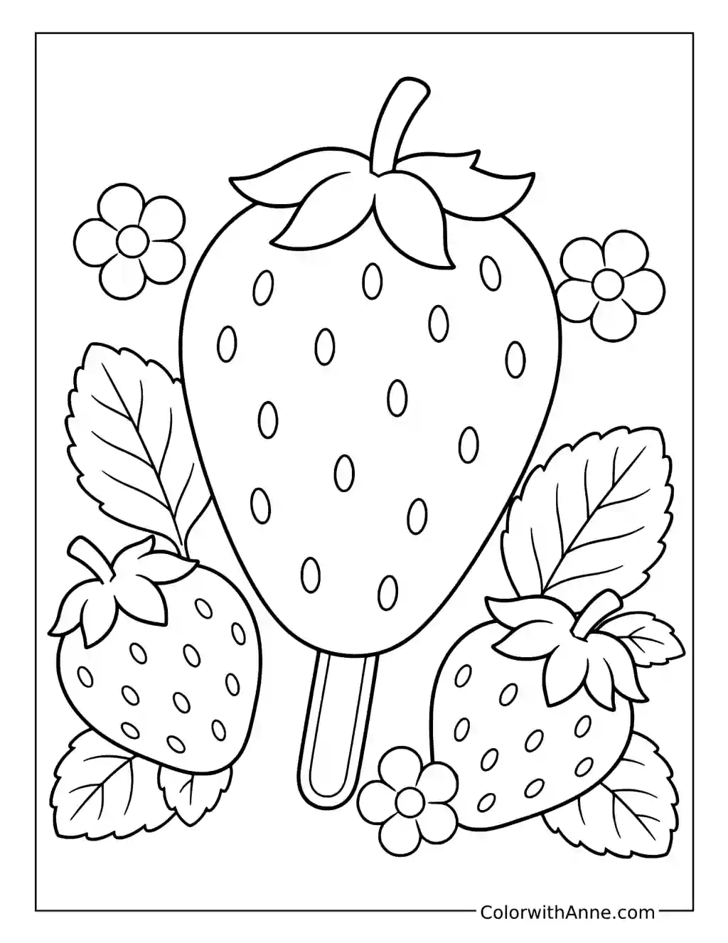 Strawberry Popsicle Garden Scene coloring page
