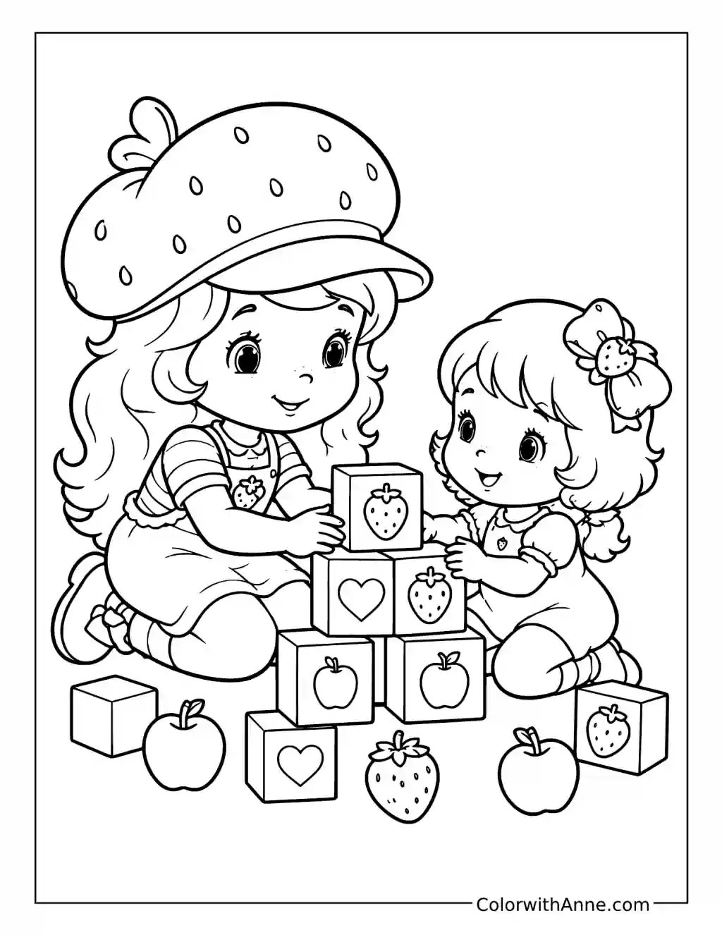 Strawberry Shortcake and Apple Dumplin' Stacking Blocks coloring page