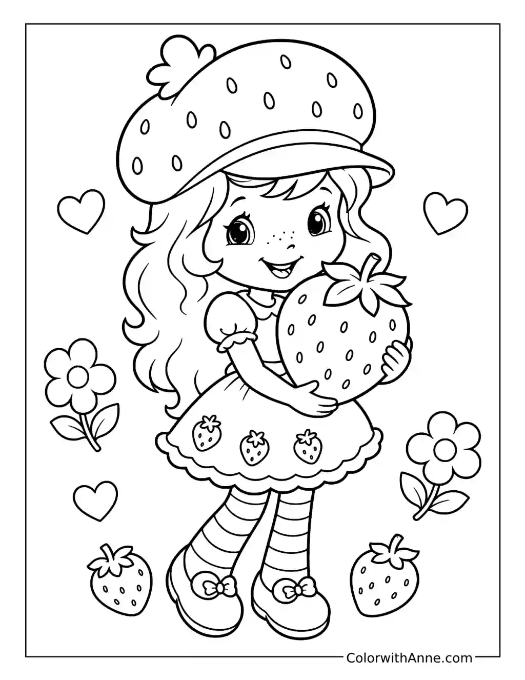 Strawberry Shortcake Holding a Giant Strawberry coloring page