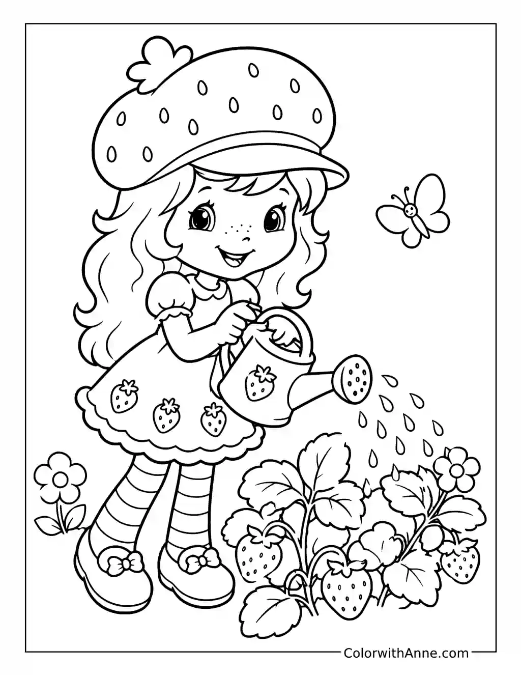 Strawberry Shortcake Watering Strawberry Plants coloring page
