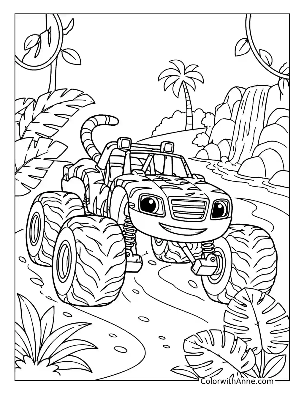 Stripes Exploring the Jungle coloring page
