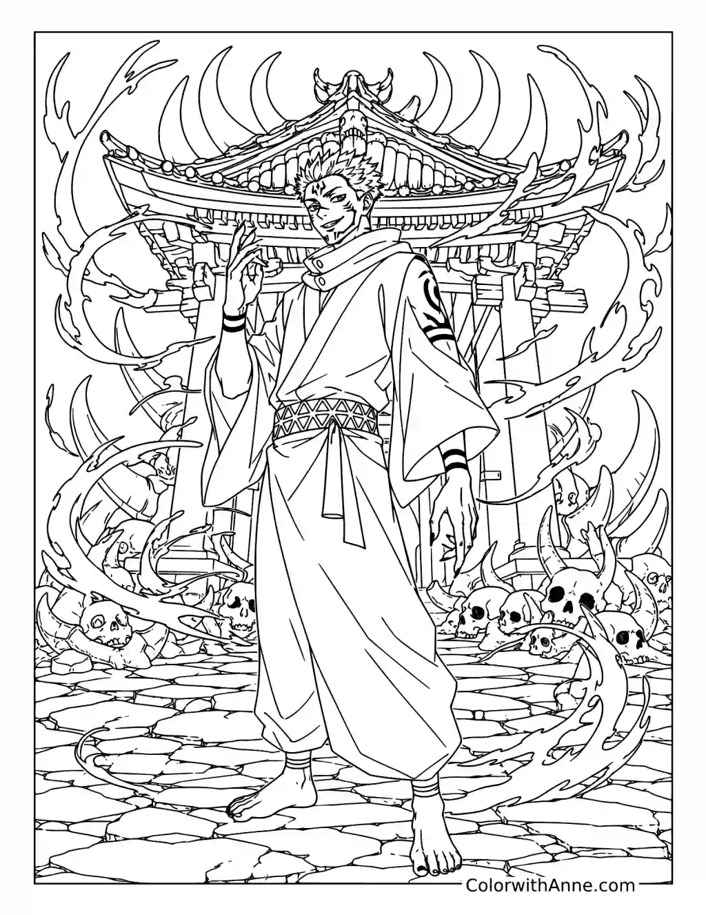 Sukuna Before the Demonic Temple coloring page
