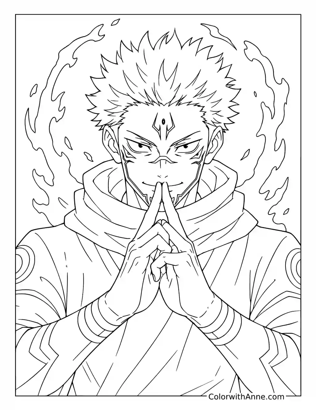Sukuna Forming a Hand Sign coloring page