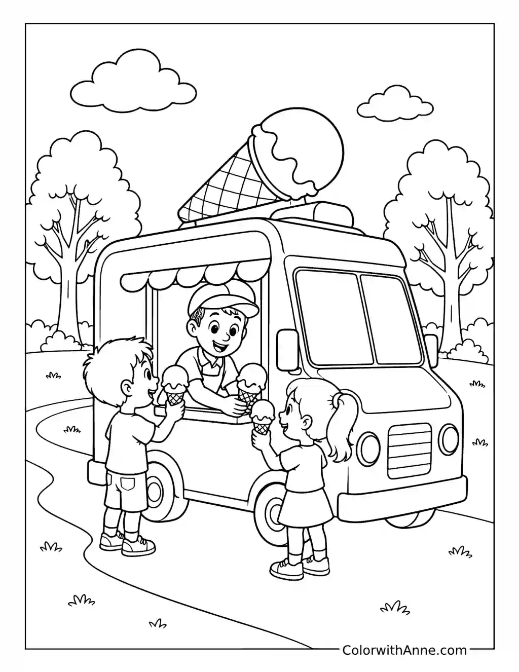 Summer Ice Cream Truck coloring page