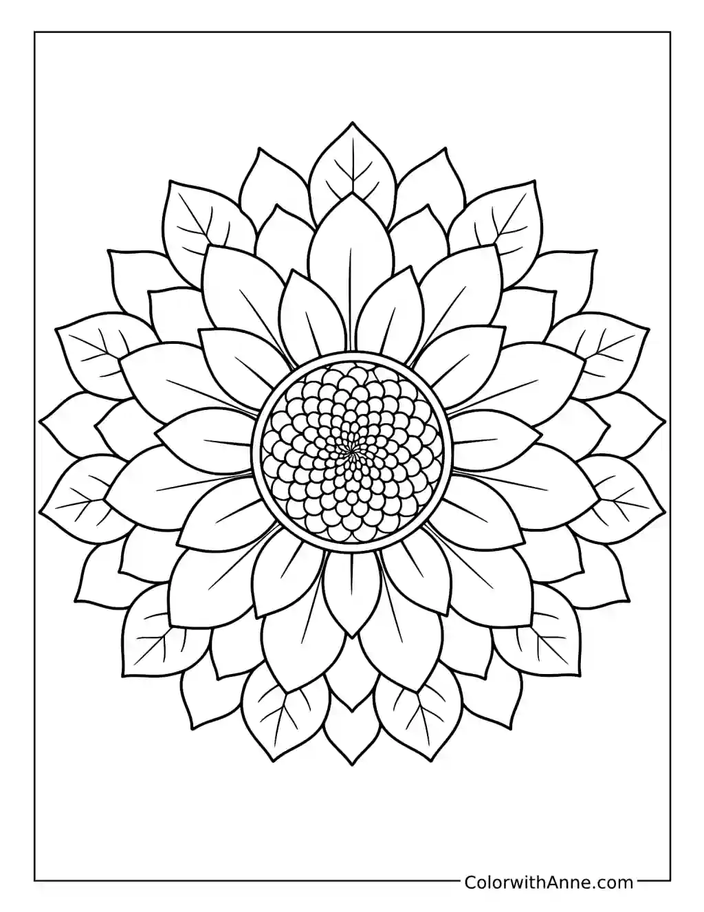 Sunflower Mandala coloring page