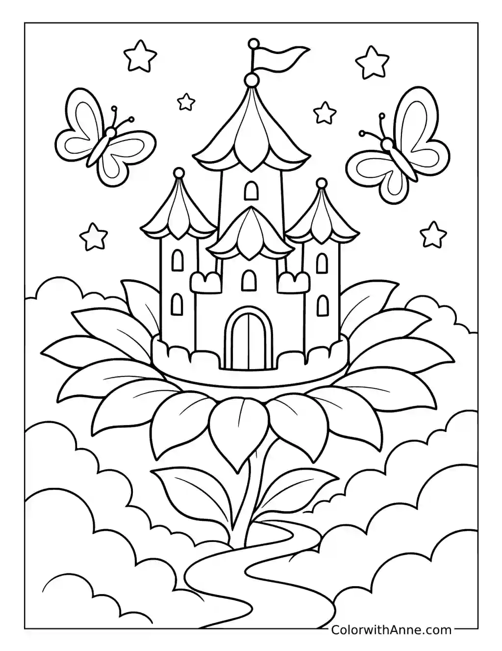 Sunflower Sky Castle coloring page