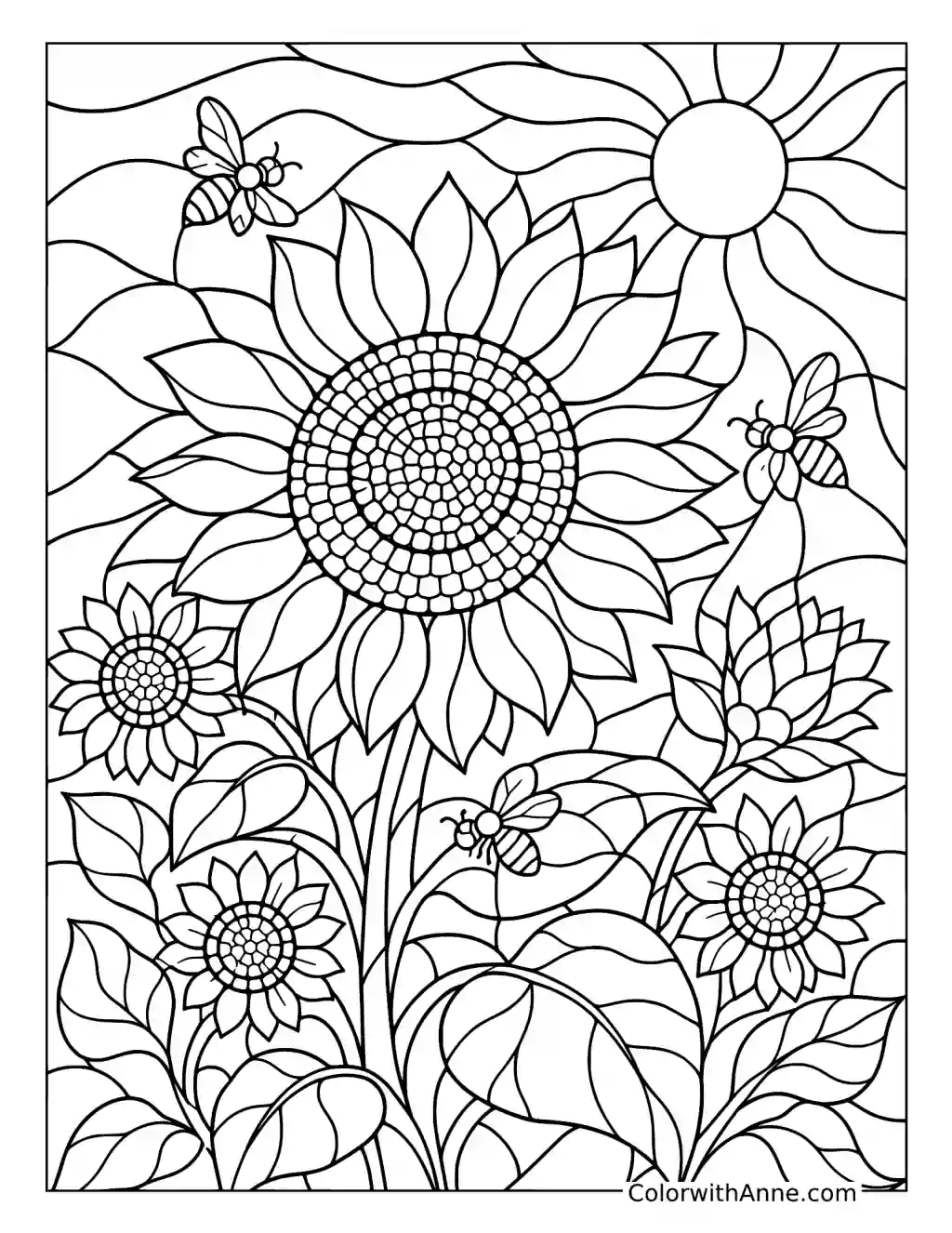 Sunflower Stained Glass coloring page