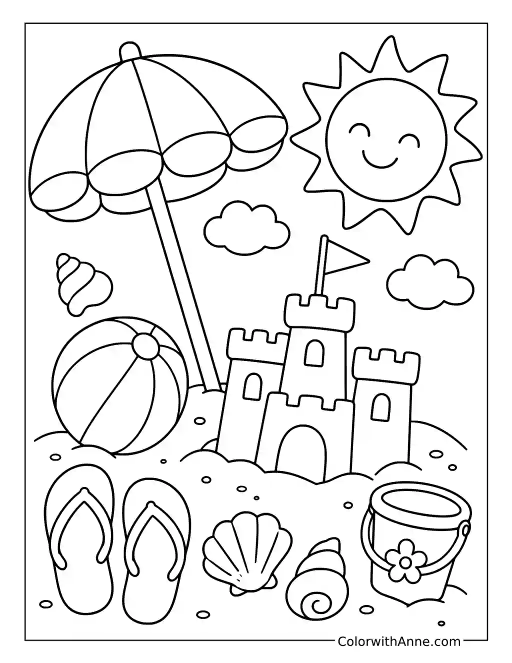 Sunny Beach Day coloring page