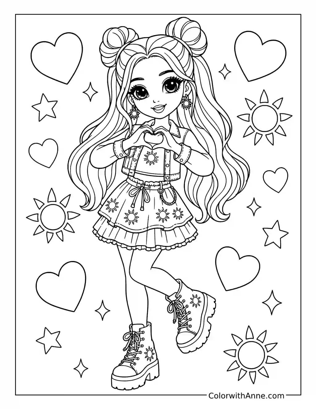 Sunny Madison Making a Heart Gesture coloring page