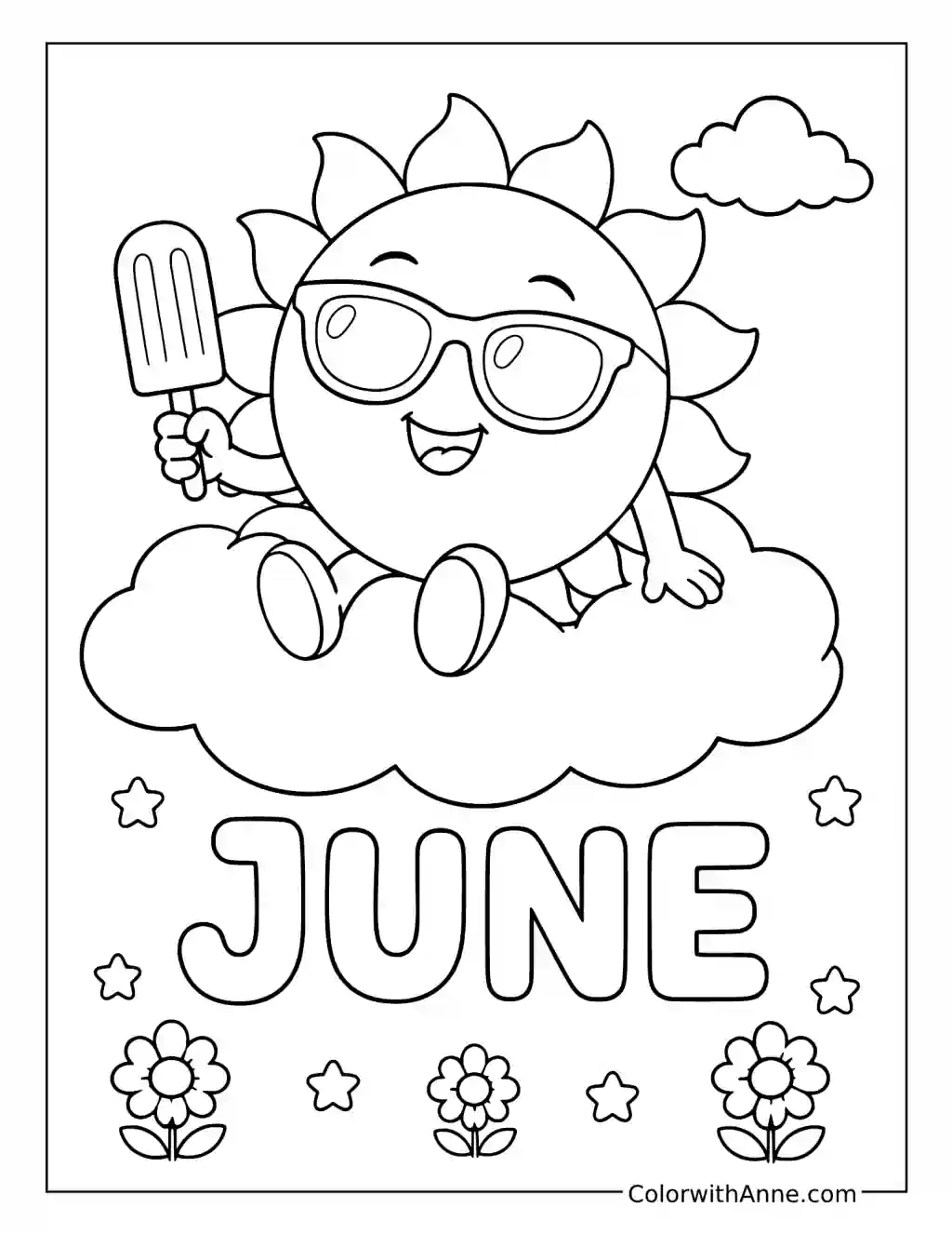 Sunny Popsicle Fun in June coloring page