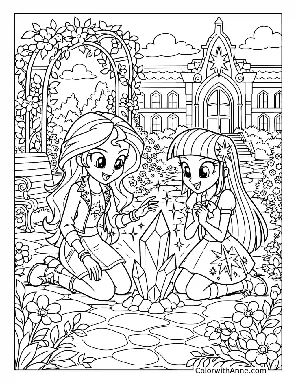 Sunset and Twilight Friendship Crystal coloring page