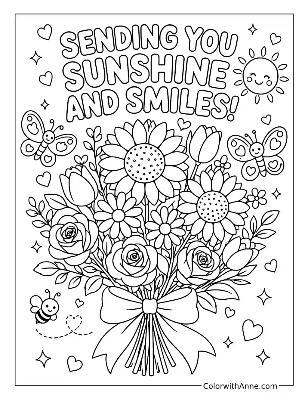 Sunshine and Smiles Bouquet coloring page