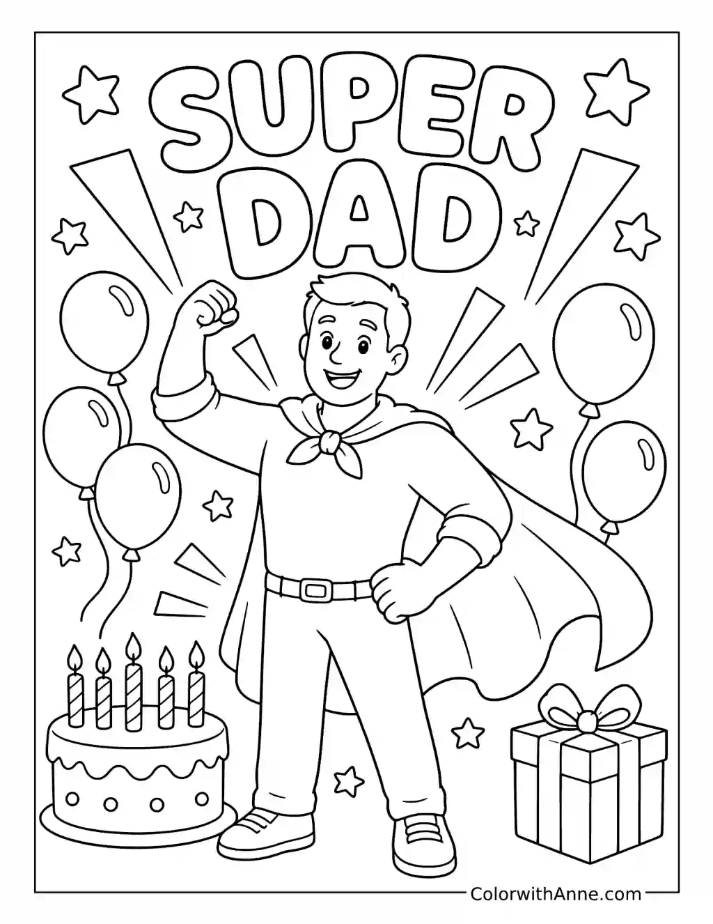 Super Dad Birthday coloring page