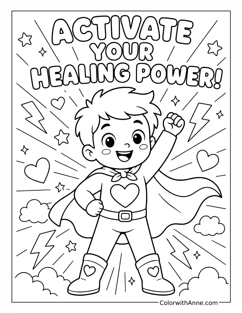 Superhero Healing Power Adventure coloring page