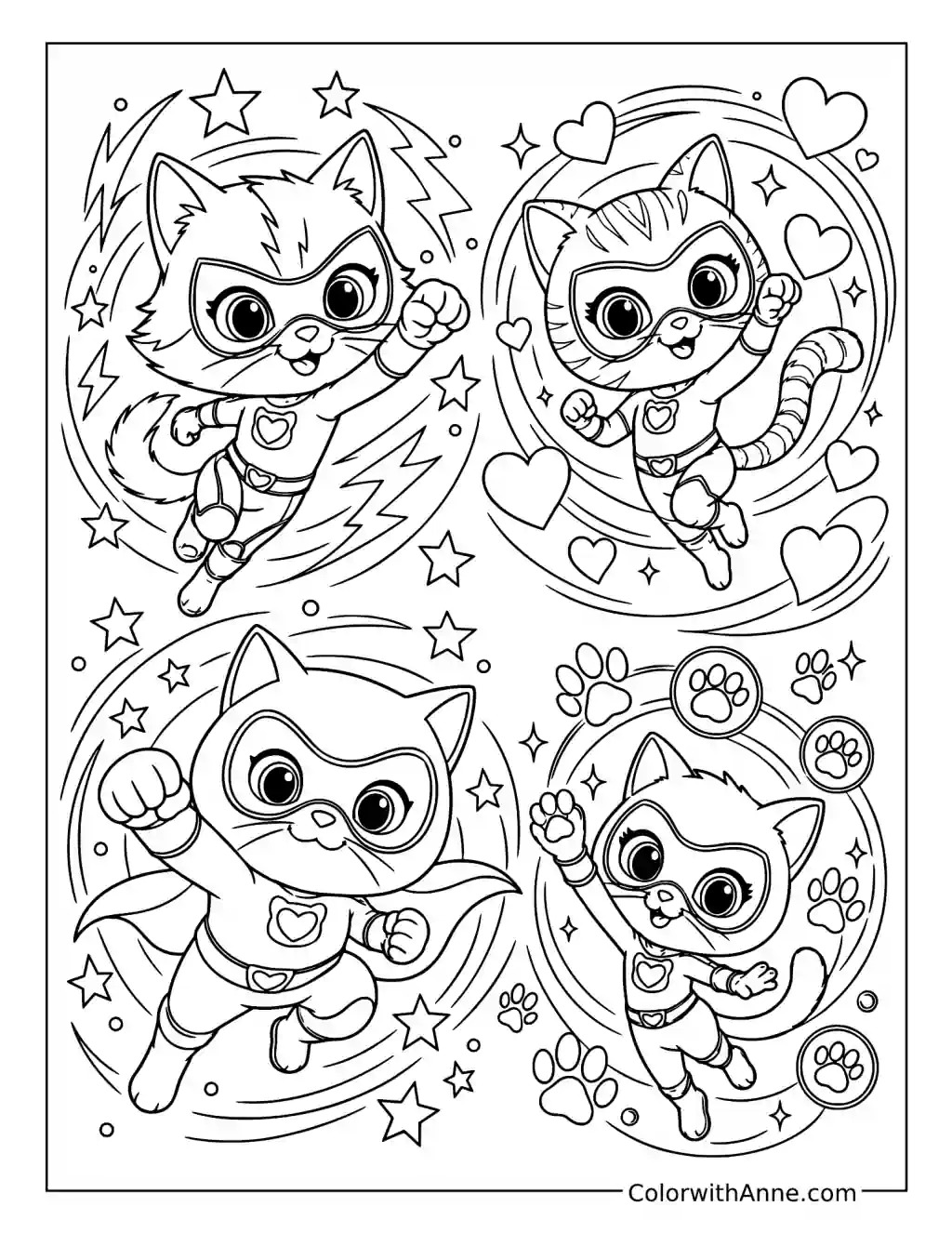 SuperKitties Transformation coloring page
