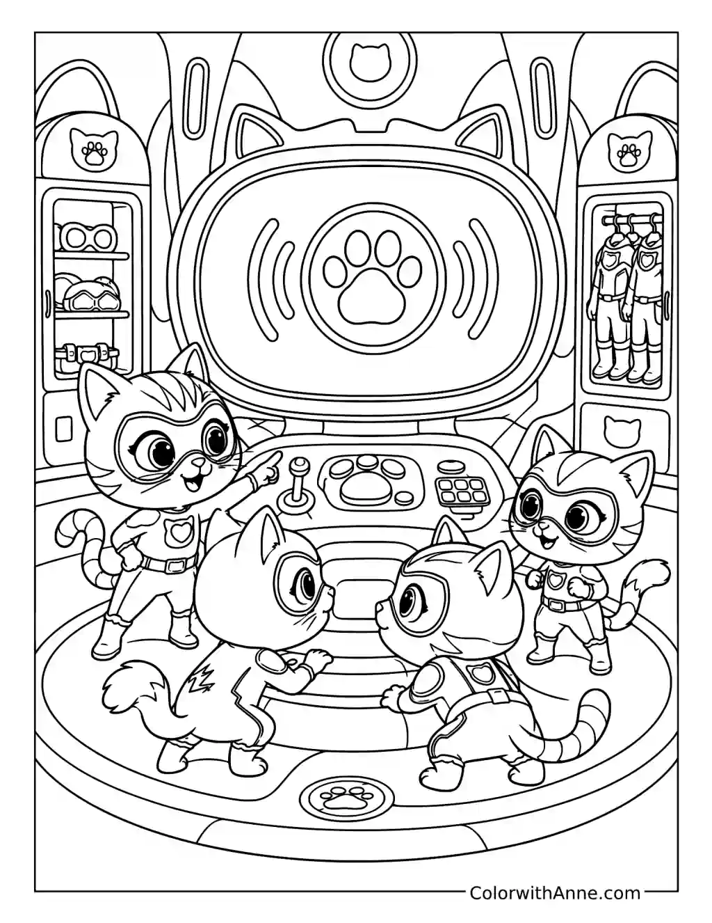 SuperKitty Call in the Cavern coloring page