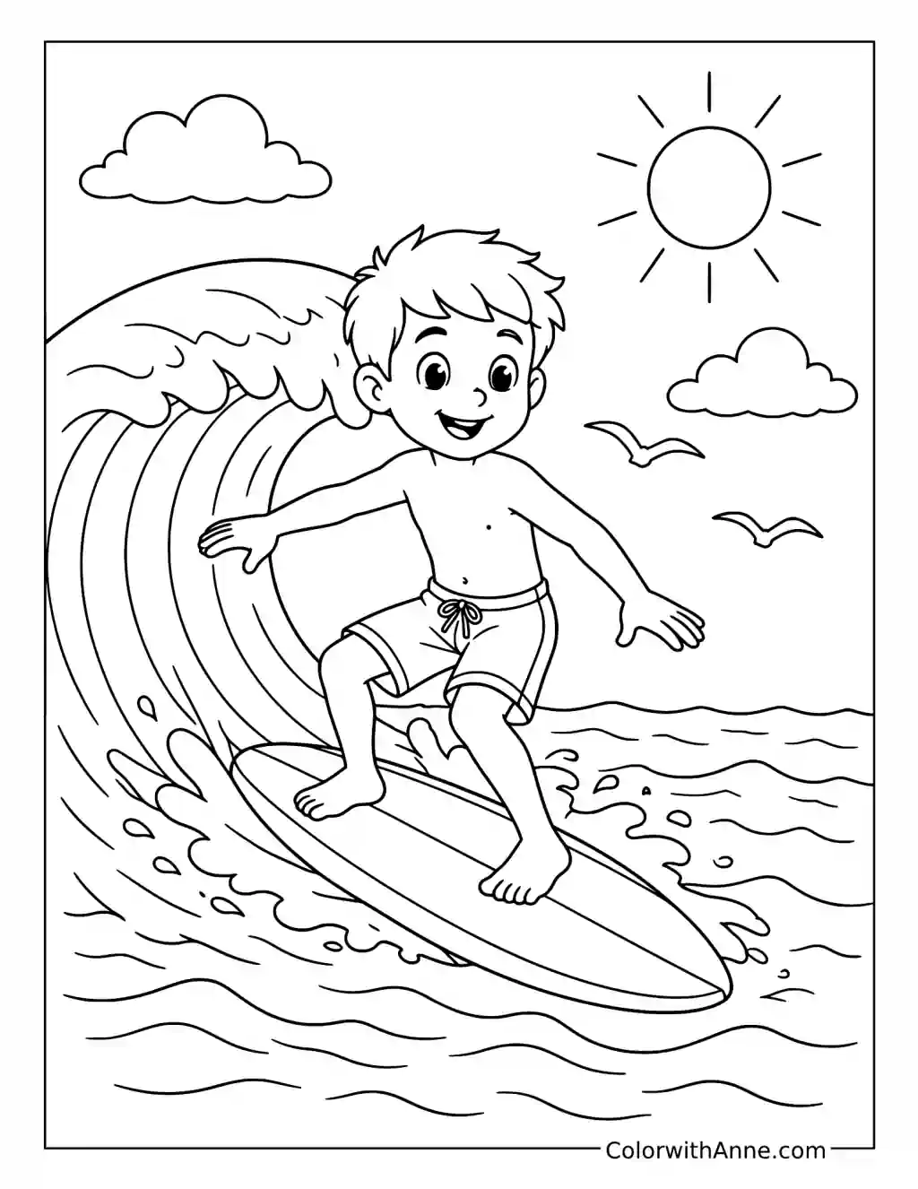 Surfing the Spring Break Waves coloring page