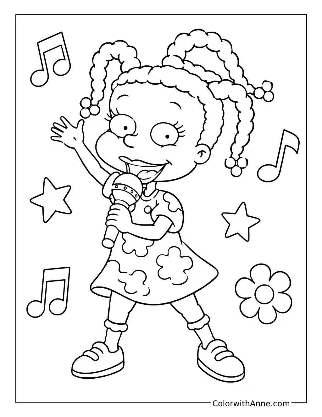 Susie Sings with Musical Notes coloring page