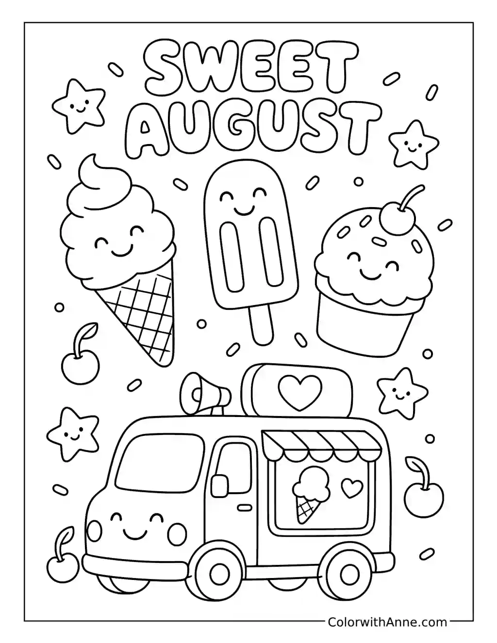 Sweet August Ice Cream Truck coloring page