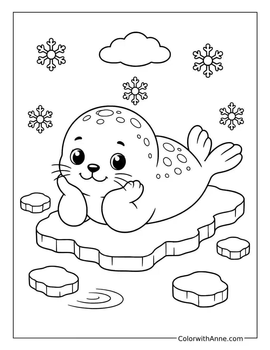 Sweet Baby Seal on Floating Ice coloring page