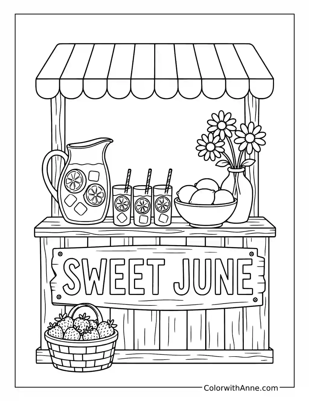 Sweet June Lemonade Stand coloring page