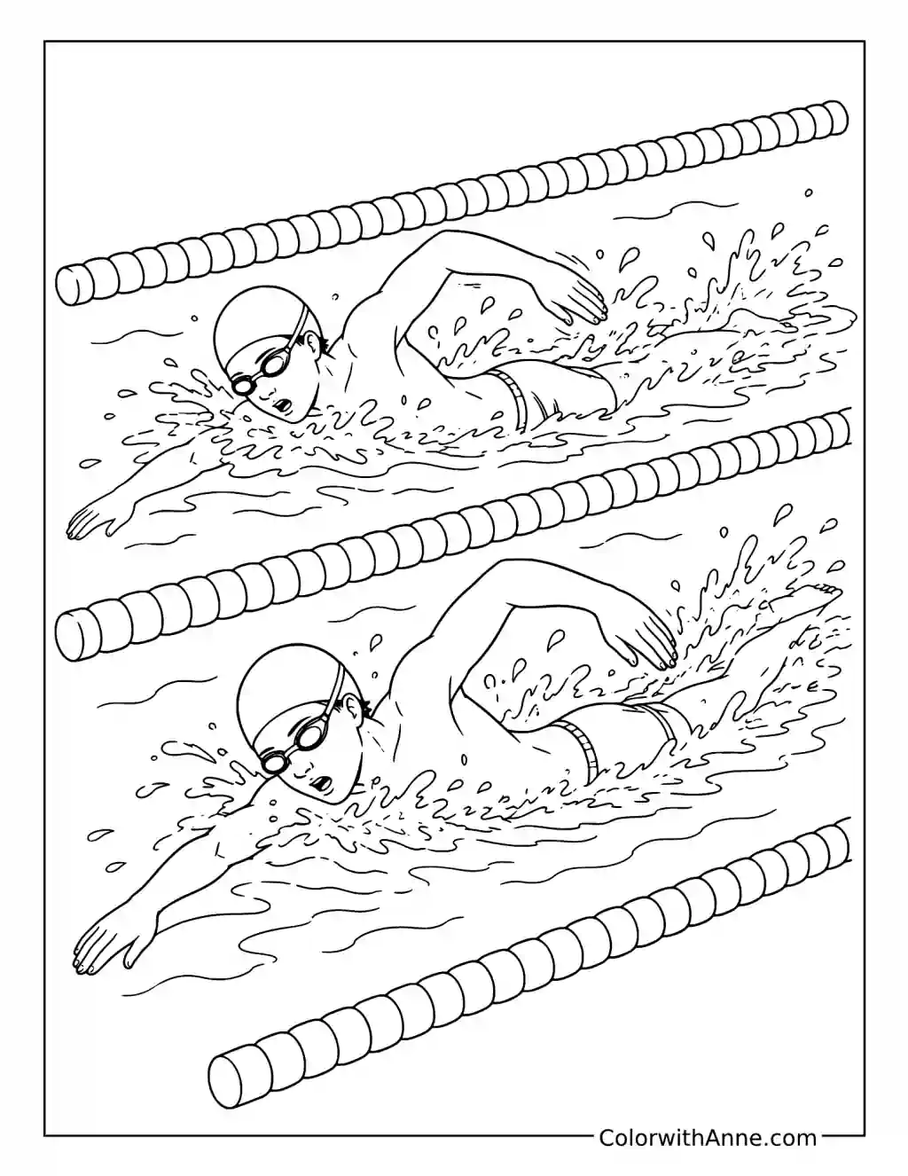 Swimming Race coloring page