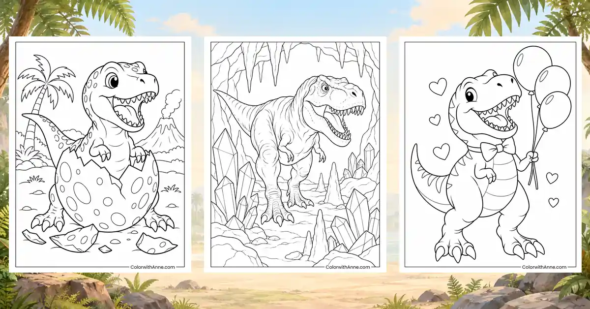 T-Rex Coloring Pages (Free PDF Printables)