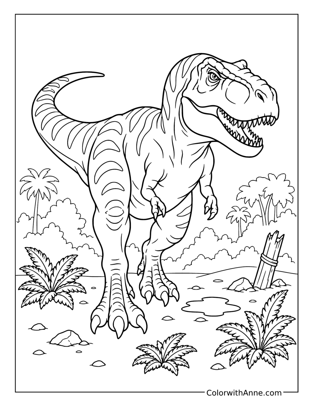 T. Rex Striding Forward coloring page