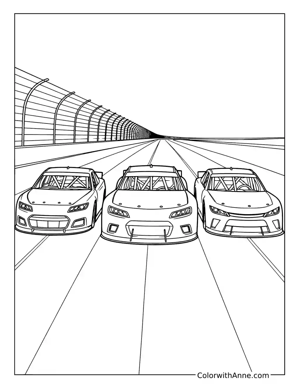 Talladega Three-Wide Racing coloring page
