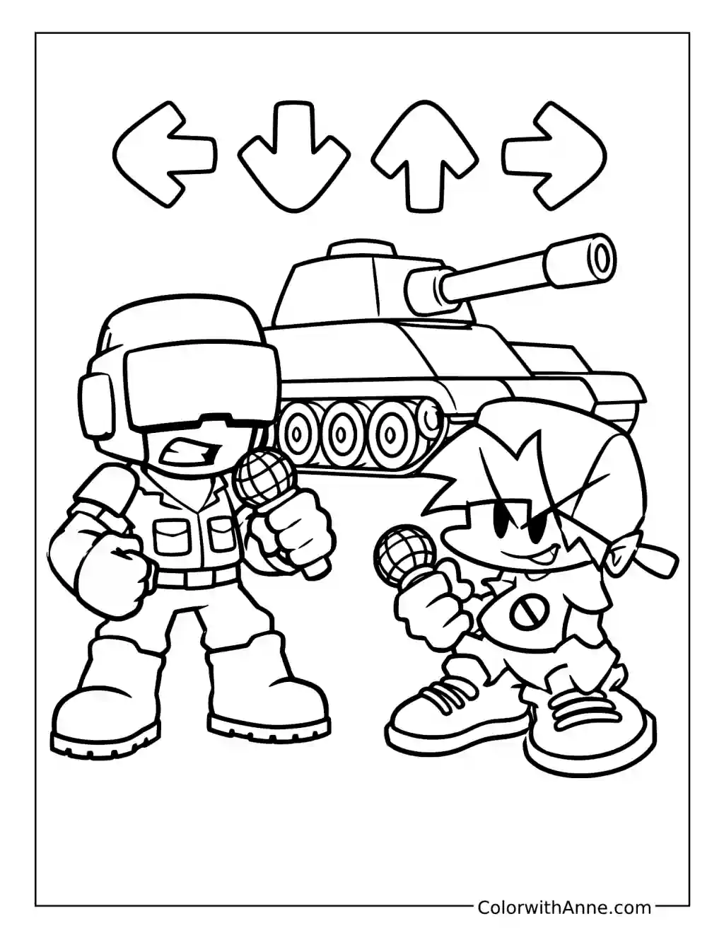 Tankman vs Boyfriend Rap Battle coloring page