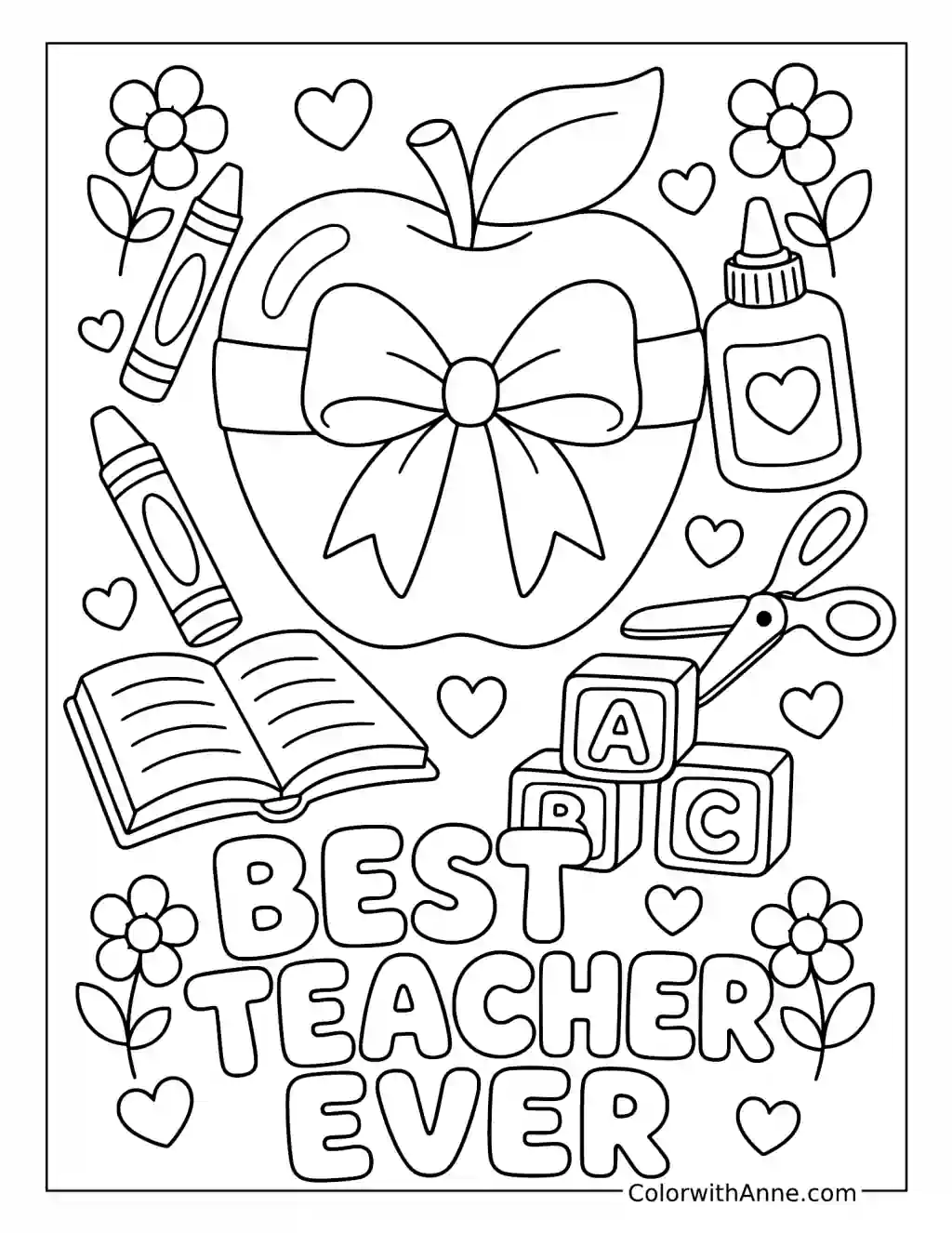 Teacher Appreciation Best Teacher Ever coloring page