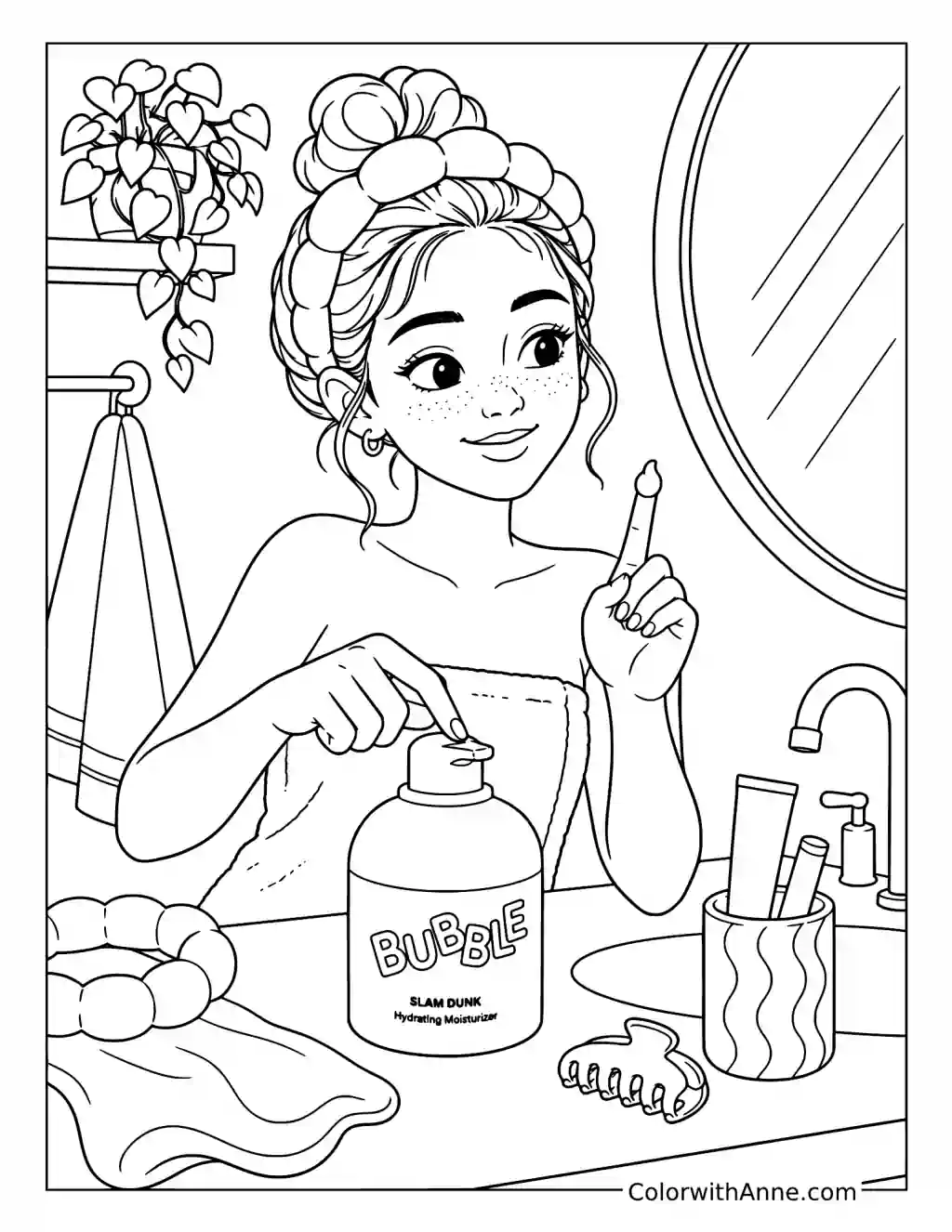 Teen Moisturizer Pump Routine coloring page