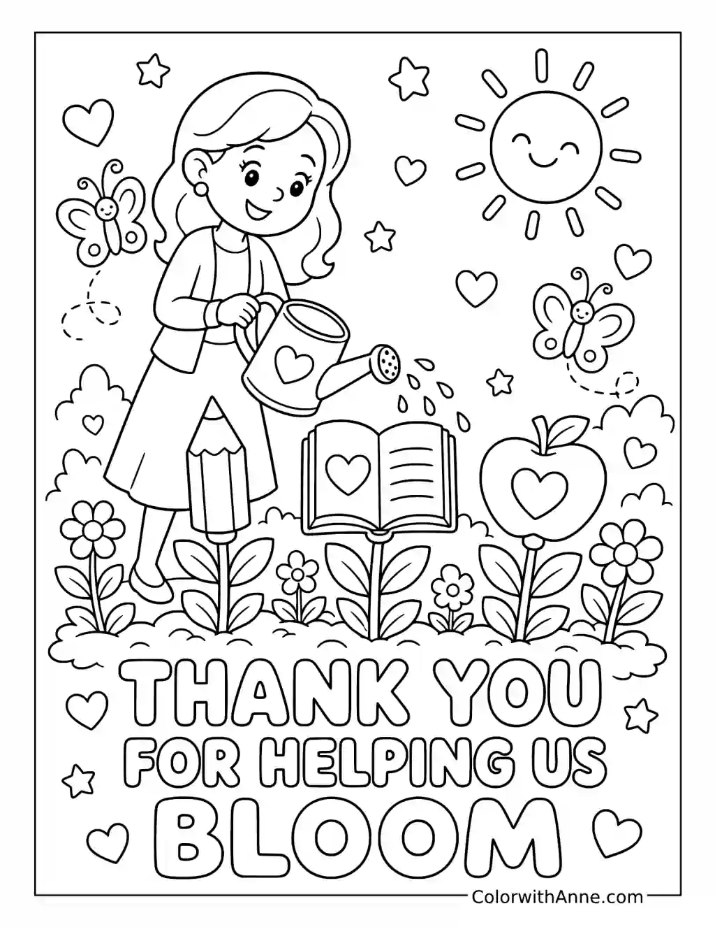 Thank You for Helping Us Bloom coloring page