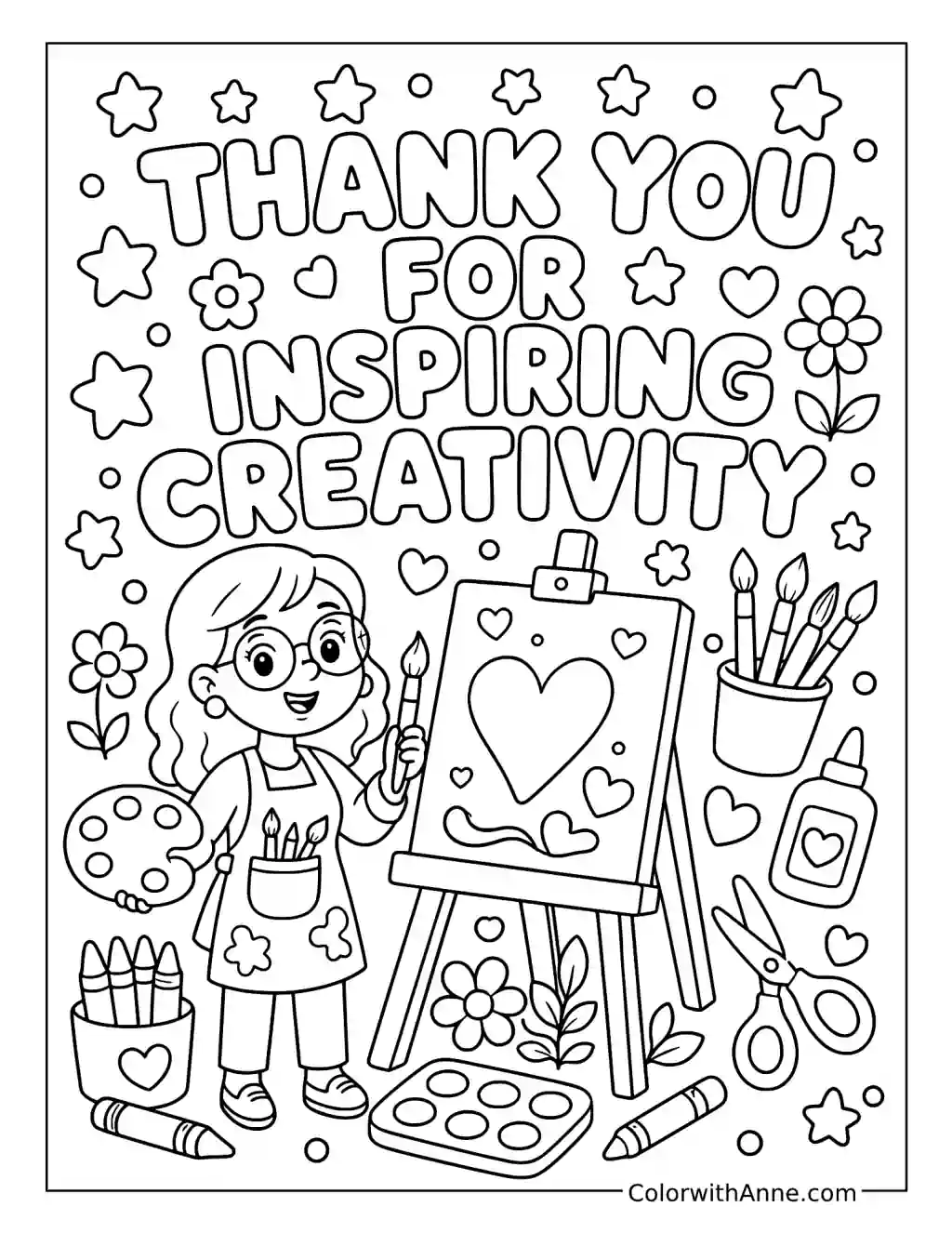 Thank You for Inspiring Creativity coloring page