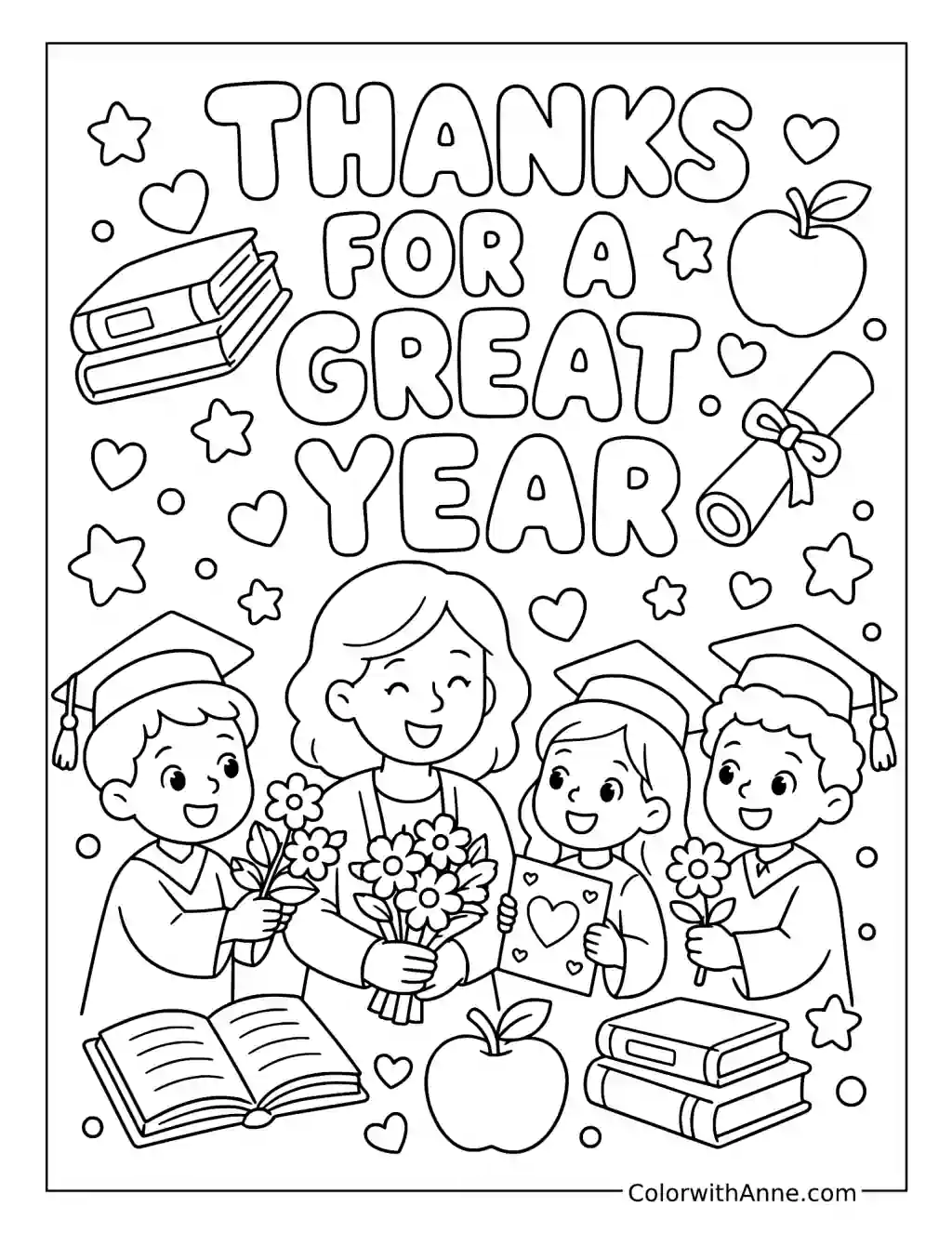 Thanks for a Great Year coloring page