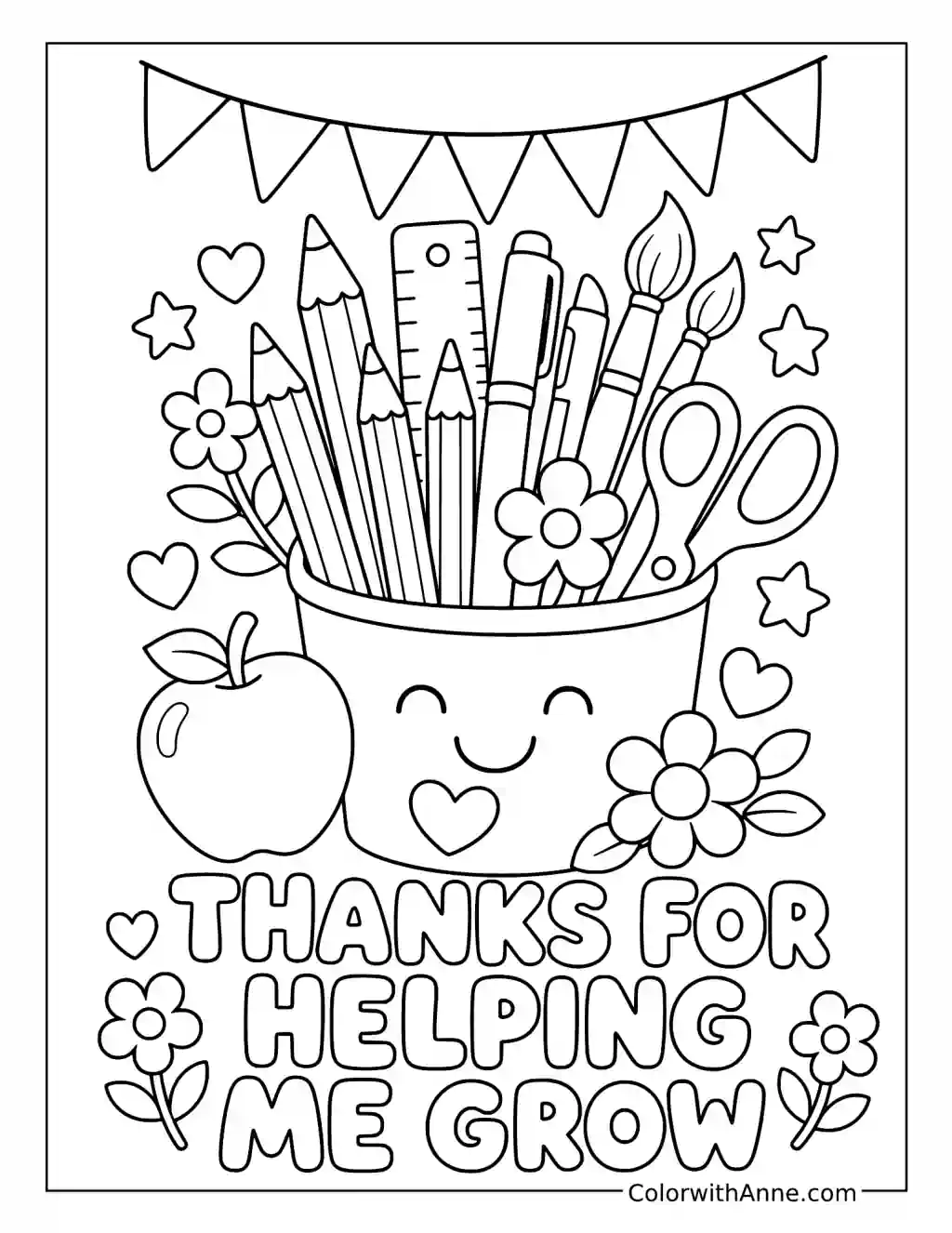 Thanks for Helping Me Grow coloring page