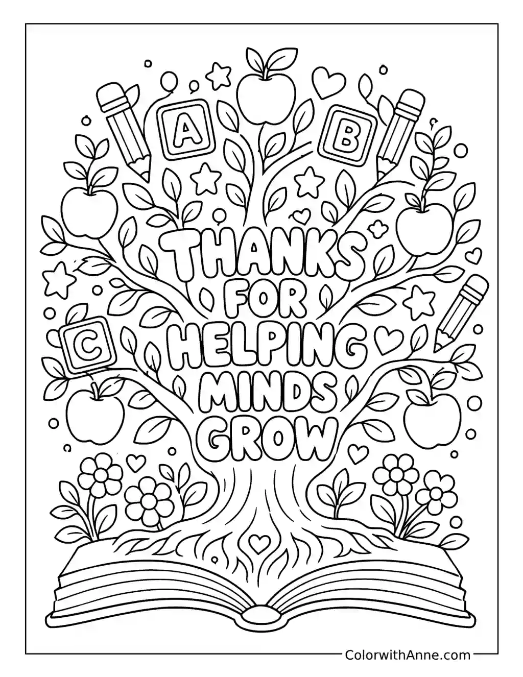 Thanks for Helping Minds Grow coloring page