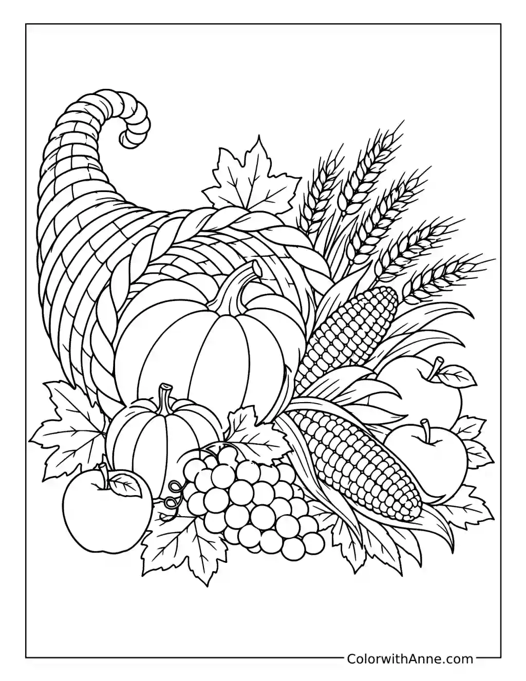 Thanksgiving Cornucopia coloring page