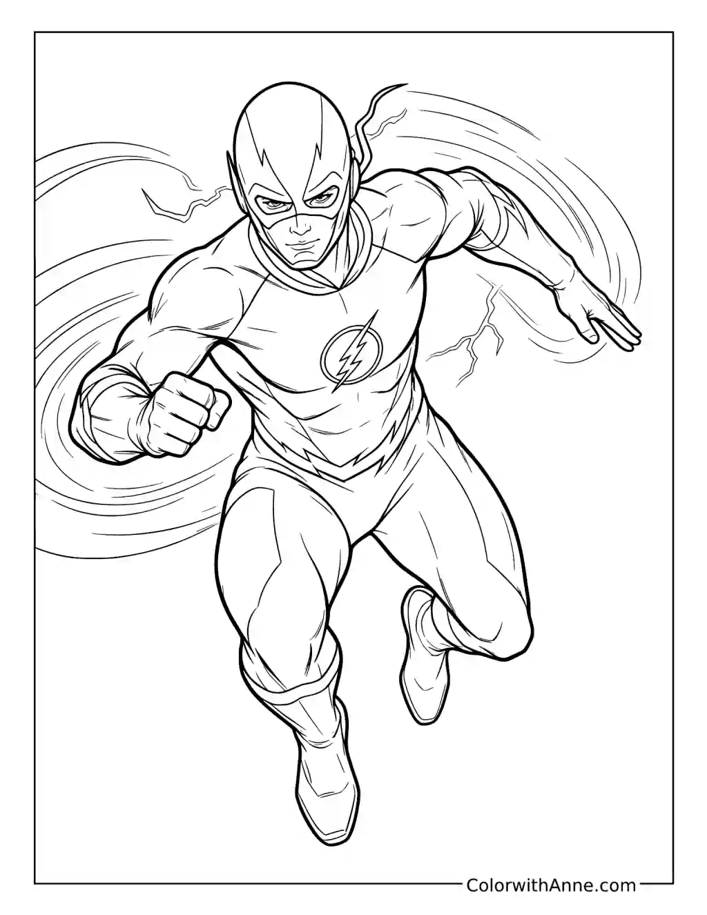 The Flash Charging Forward with a Raised Fist coloring page