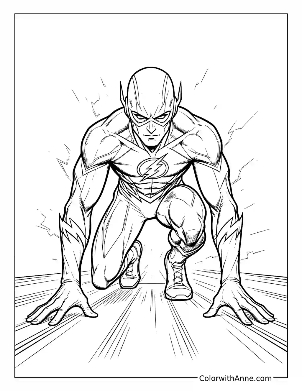 The Flash Crouching at the Starting Line coloring page