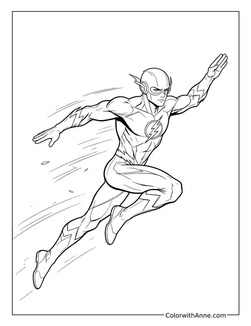 The Flash Leaping Forward with Arms Spread coloring page