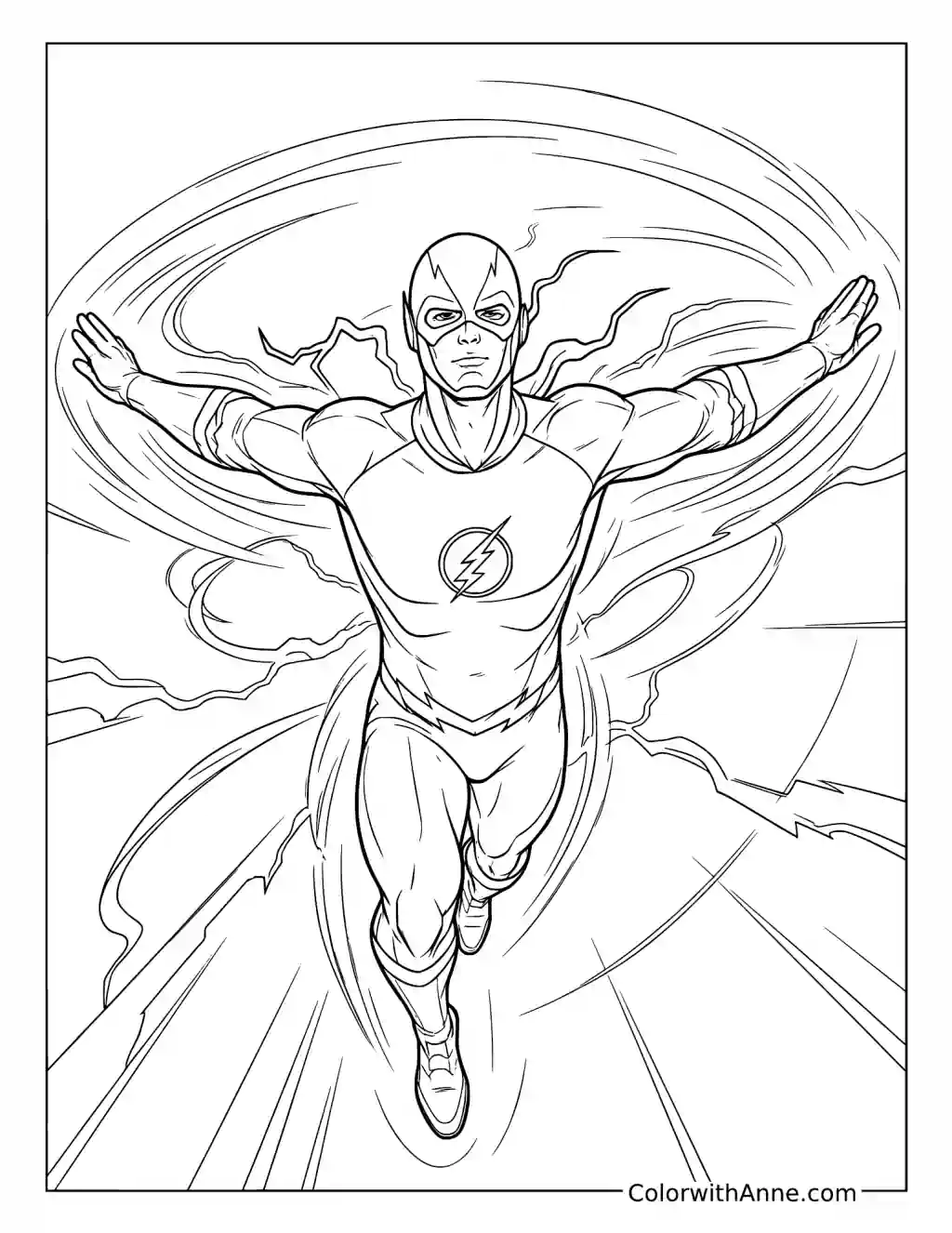 The Flash Running with Arms Outstretched coloring page