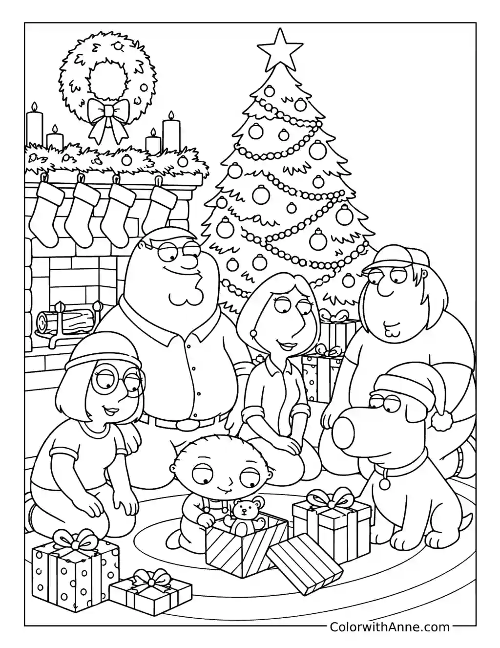 The Griffin Family Christmas Morning coloring page