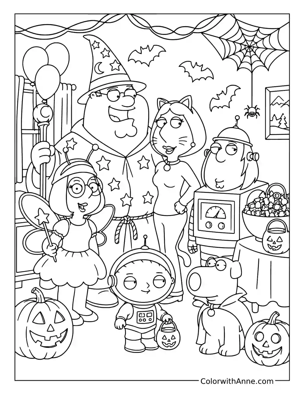 The Griffin Family Halloween Party coloring page