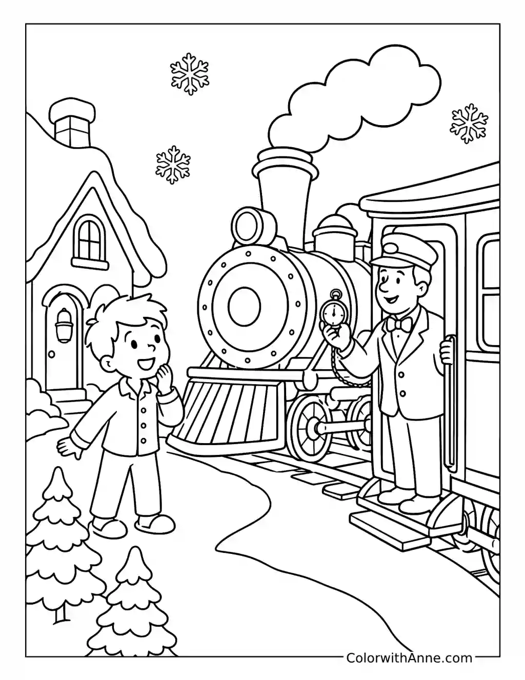 The Polar Express Arrives at Midnight coloring page