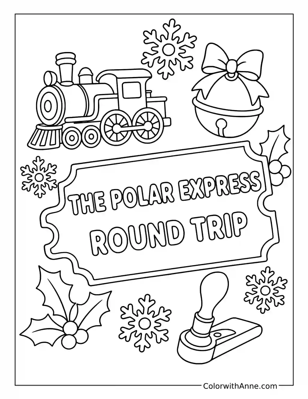 The Polar Express Golden Ticket coloring page