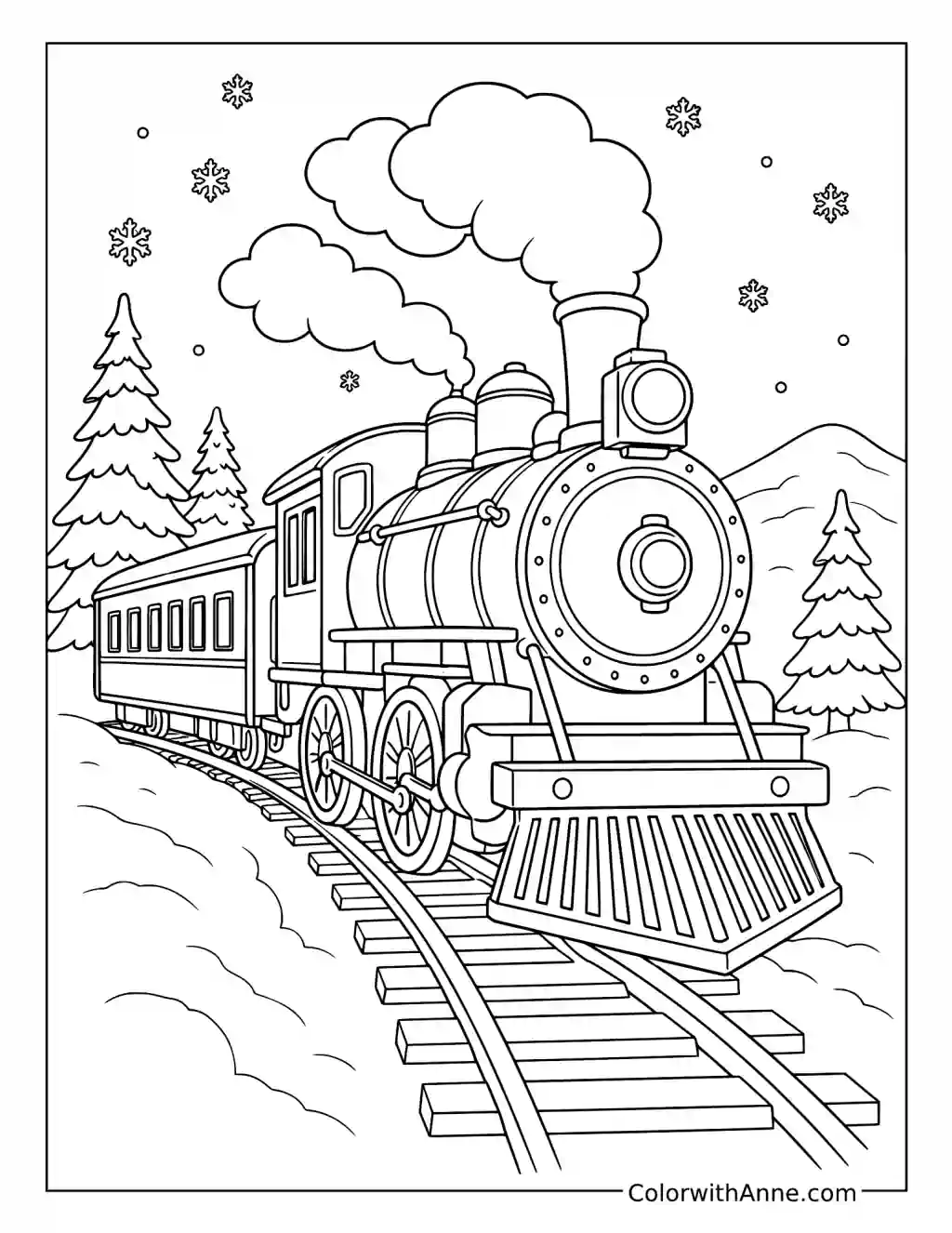 The Polar Express in the Snow coloring page